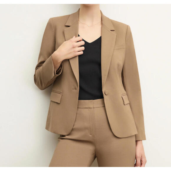 MM LAFLEUR camel brown Yiyan wool single breasted classic blazer sz 16